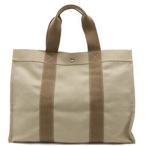 Hermes Beige Canvas ferre Toute Tote GM With Pouch